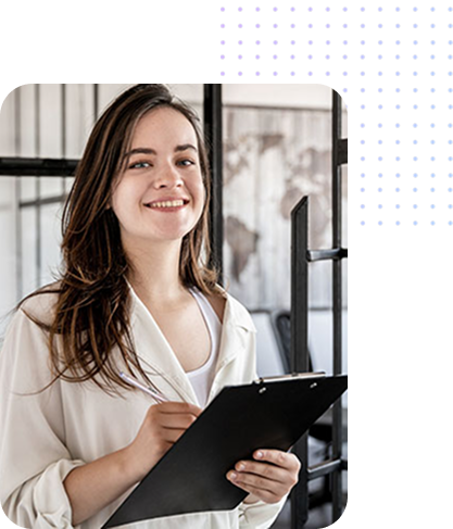 Woman with clipboard